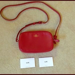 Coach Pebbled Red Leather Crossbody Bag
